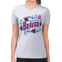 Atlanta Braves G-III 4Her by Carl Banks Women's Super-Slim Fit Lightweight Retro Roses T-Shirt - MLB