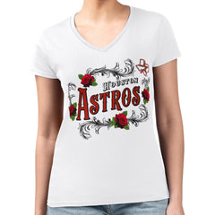 Houston Astros G-III 4Her by Carl Banks Women's Super-Slim Fit Lightweight Retro Roses V-Neck T-Shirt - MLB