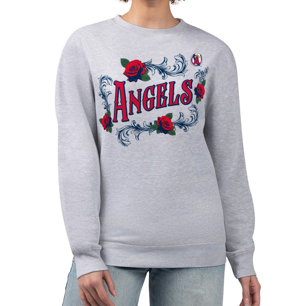 Los Angeles Angels G-III 4Her by Carl Banks Women's Retro Roses Fleece Pullover Sweatshirt - MLB