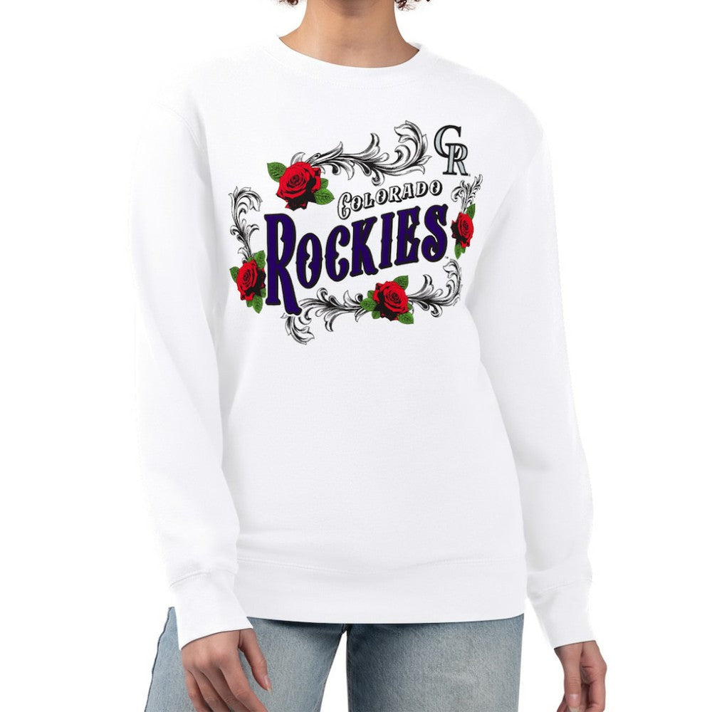 Colorado Rockies G-III 4Her by Carl Banks Women's Retro Roses Fleece Pullover Sweatshirt - MLB