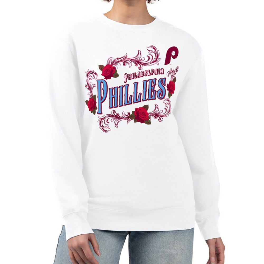 Philadelphia Phillies G-III 4Her by Carl Banks Women's Retro Roses Fleece Pullover Sweatshirt - MLB