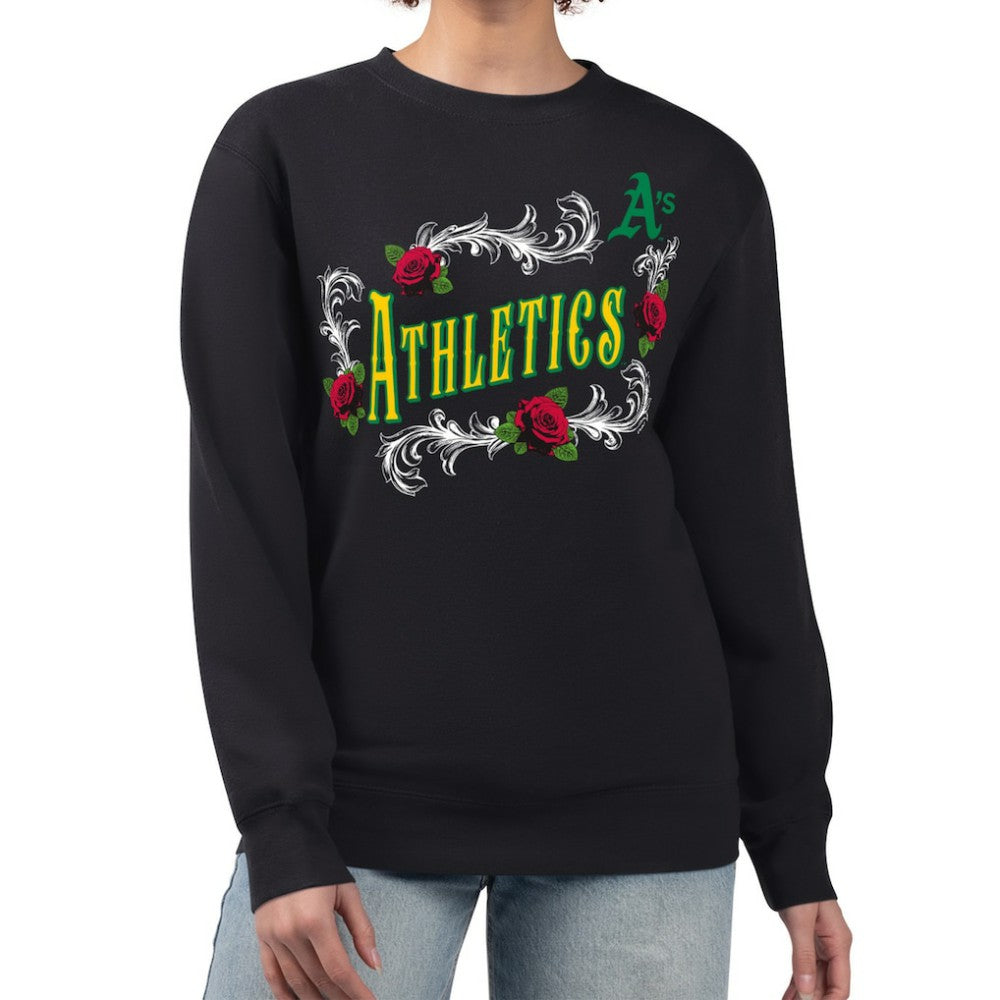 Athletics G-III 4Her by Carl Banks Women's Retro Roses Fleece Pullover Sweatshirt - MLB
