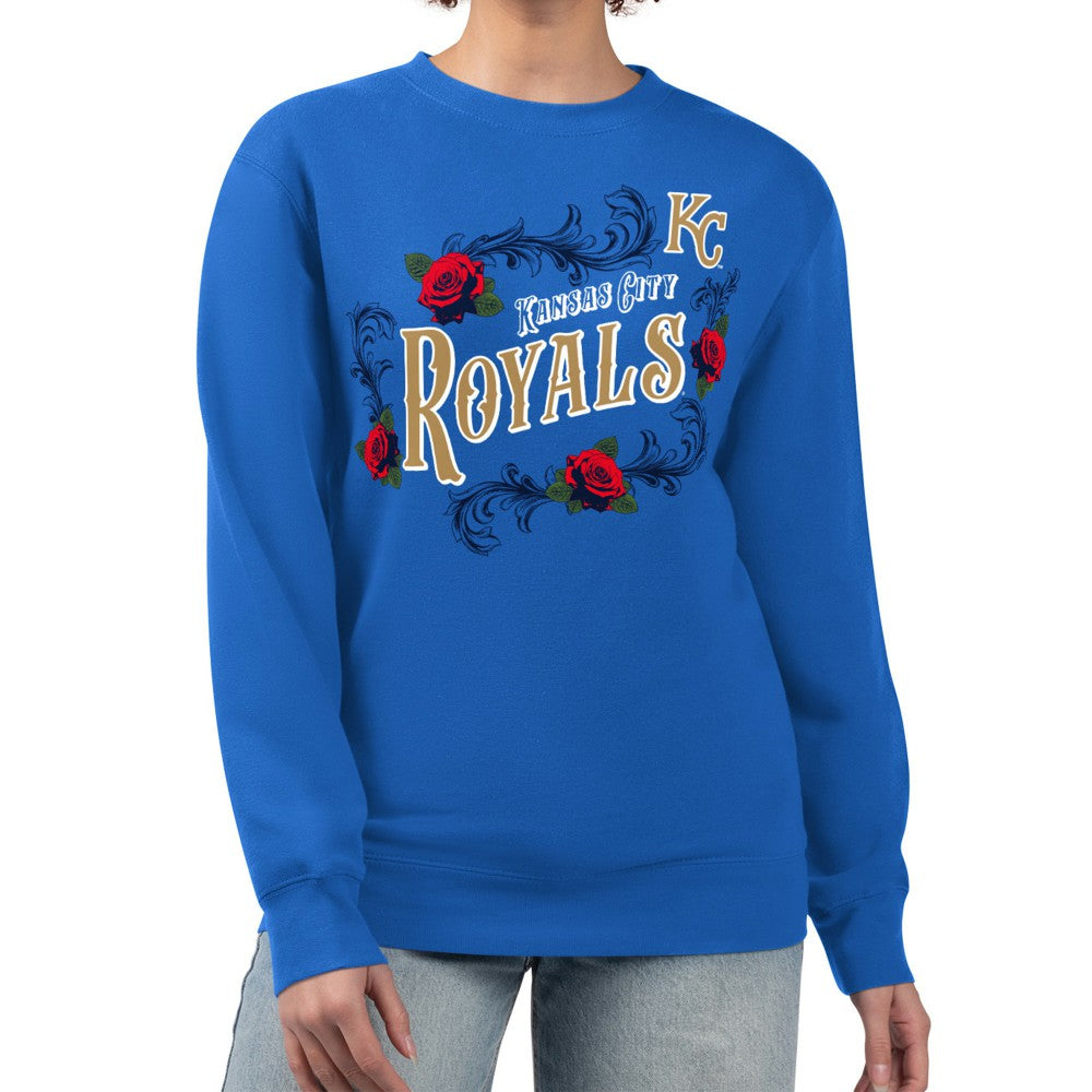 Kansas City Royals G-III 4Her by Carl Banks Women's Retro Roses Fleece Pullover Sweatshirt - MLB