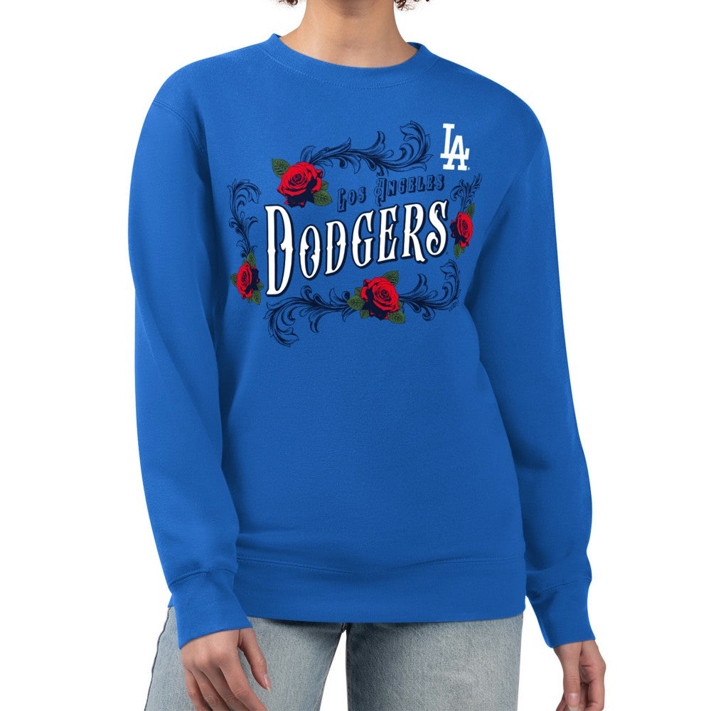 Los Angeles Dodgers G-III 4Her by Carl Banks Women's Retro Roses Fleece Pullover Sweatshirt - MLB