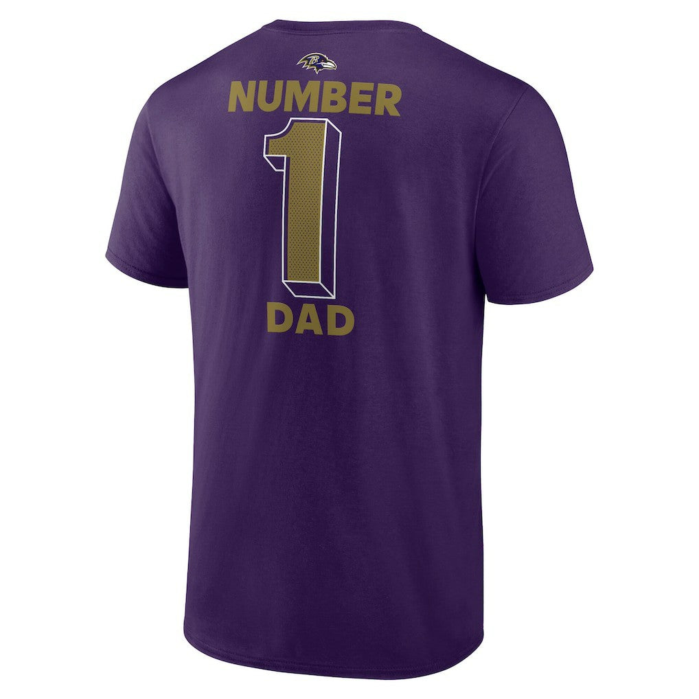 Baltimore Ravens #1 Dad Jersey T-Shirt Purple | NFL