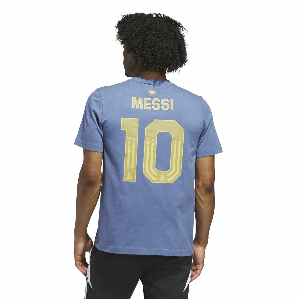 Lionel Messi Argentina National Team Name & Number T-Shirt Blue | Adidas