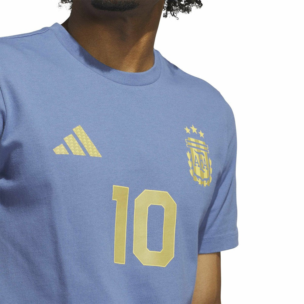 Lionel Messi Argentina National Team Name & Number T-Shirt Blue | Adidas