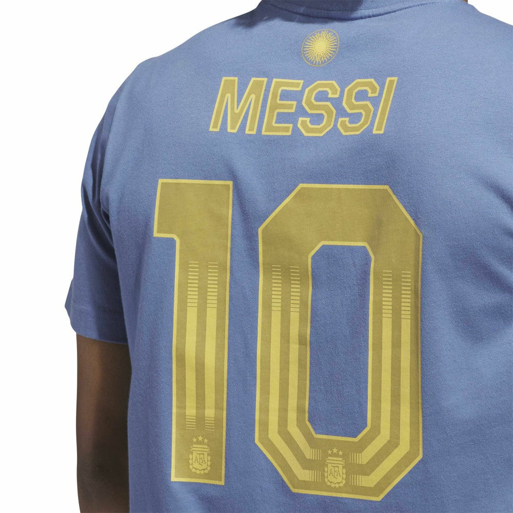 Lionel Messi Argentina National Team Name & Number T-Shirt Blue | Adidas