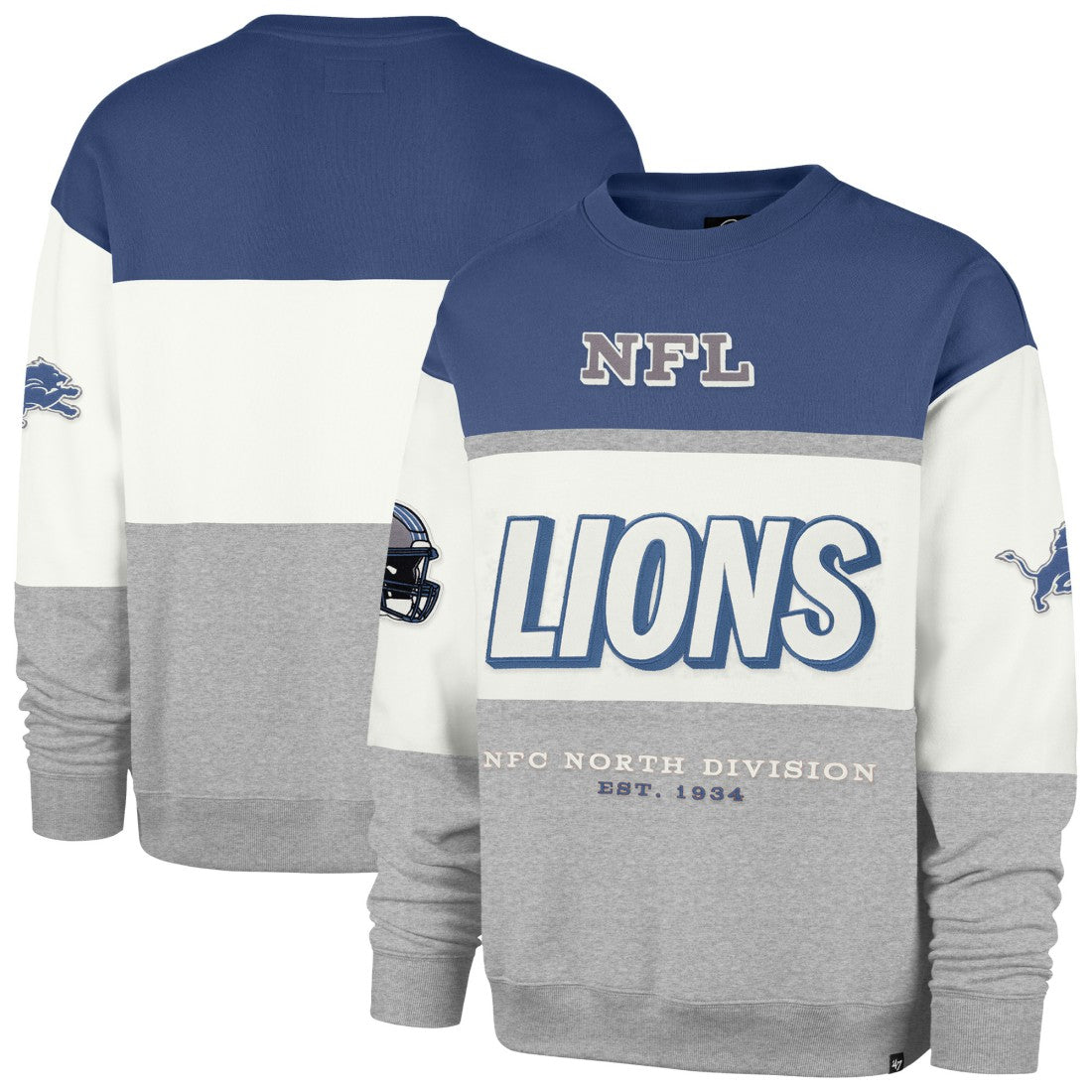 Detroit Lions '47 Breeze Maximalist Sweatshirt Blue/Gray | 47 brand
