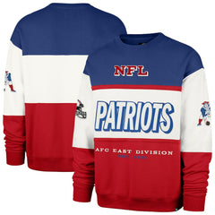 New England Patriots '47 Throwback Breeze Maximalist Sweatshirt Royal/Red | 47 brand