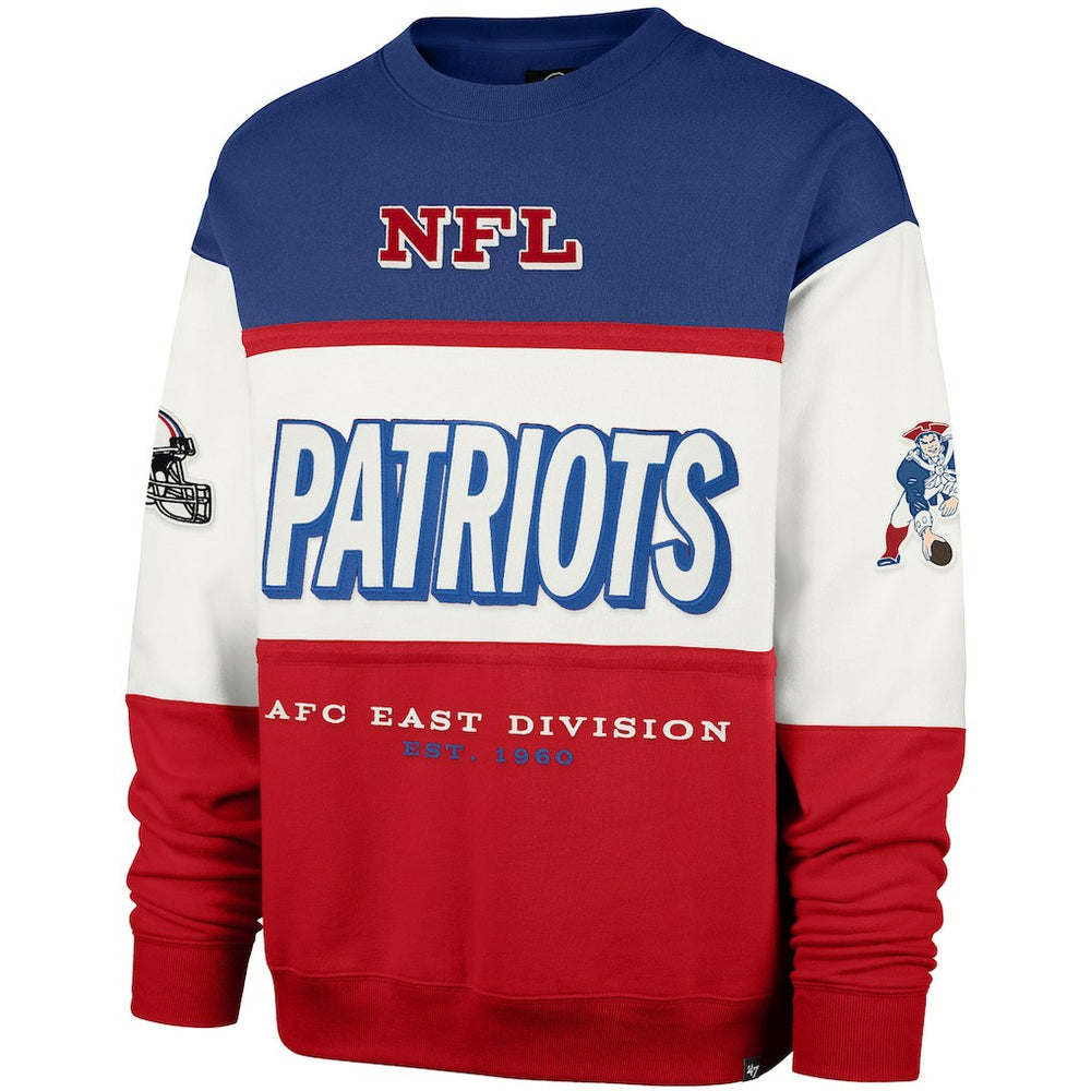 New England Patriots '47 Throwback Breeze Maximalist Sweatshirt Royal/Red | 47 brand