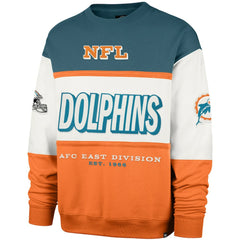 Miami Dolphins '47 Throwback Breeze Maximalist Sweatshirt Aqua/Orange | 47 brand