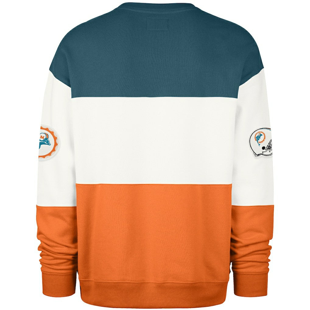 Miami Dolphins '47 Throwback Breeze Maximalist Sweatshirt Aqua/Orange | 47 brand