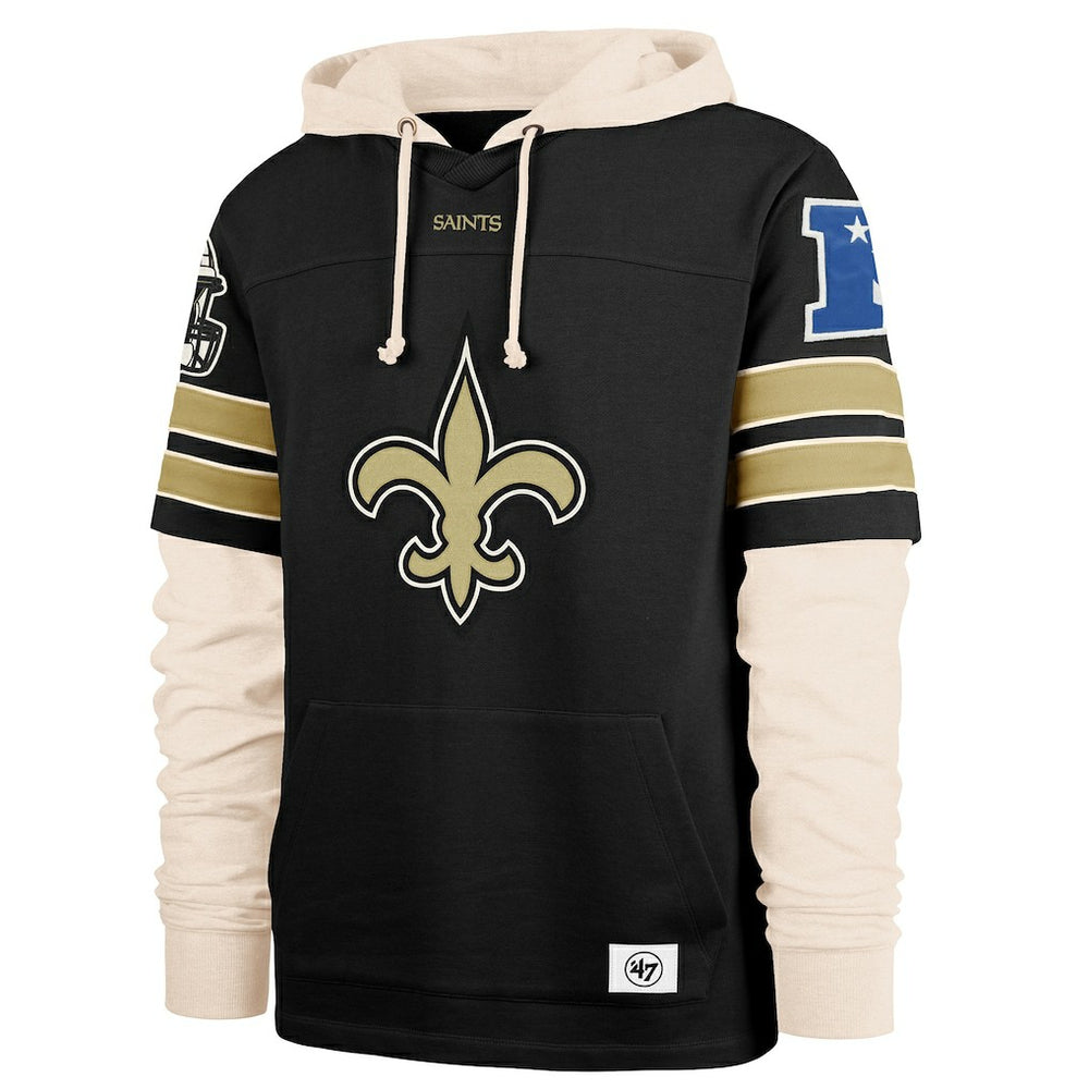 New Orleans Saints '47 Split Zone Cornerback Duo Hoodie Black | 47 brand