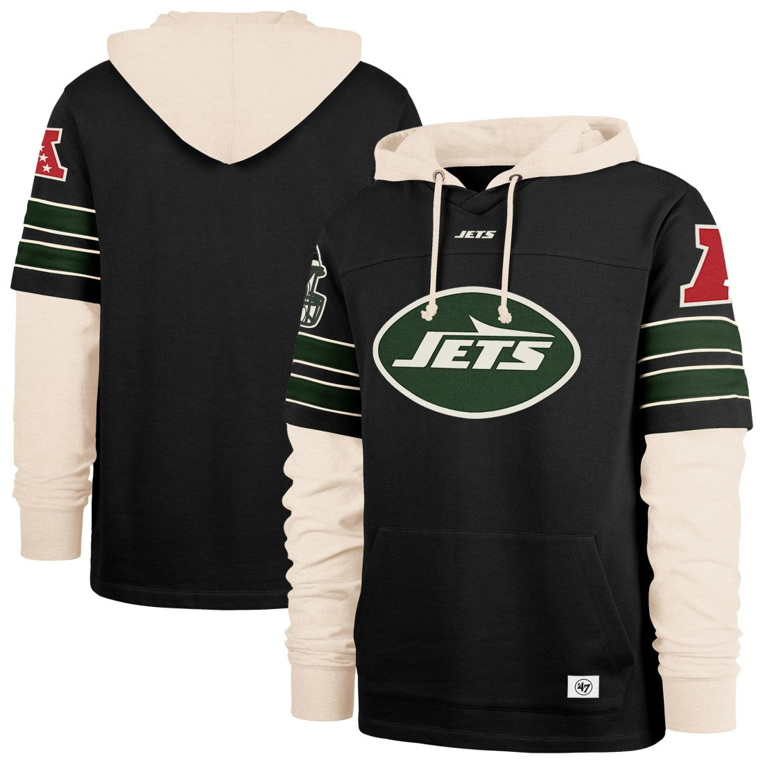 New York Jets '47 Split Zone Cornerback Duo Hoodie Black | 47 brand