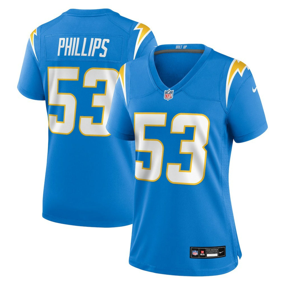 Del'Shawn Phillips Los Angeles Chargers Women's Team Game Jersey Powder Blue | Nike for Sale