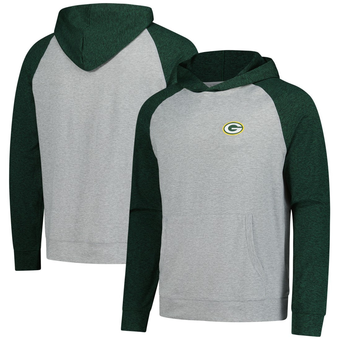 Green Bay Packers Antigua Urgent Pullover Hoodie Heather Gray/Black | NFL