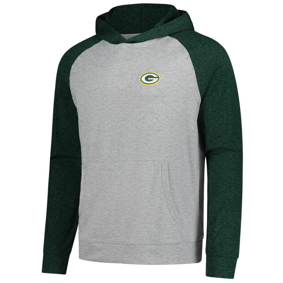 Green Bay Packers Antigua Urgent Pullover Hoodie Heather Gray/Black | NFL