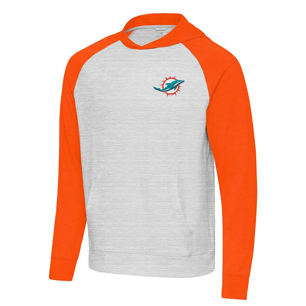 Miami Dolphins Antigua Urgent Pullover Hoodie Gray/Orange | NFL