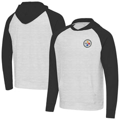 Pittsburgh Steelers Antigua Urgent Pullover Hoodie Black/Heather Gray | NFL
