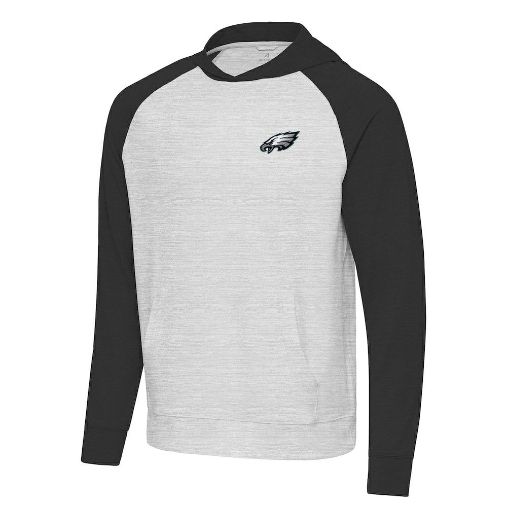 Philadelphia Eagles Antigua Urgent Pullover Hoodie Black/Heather Gray | NFL