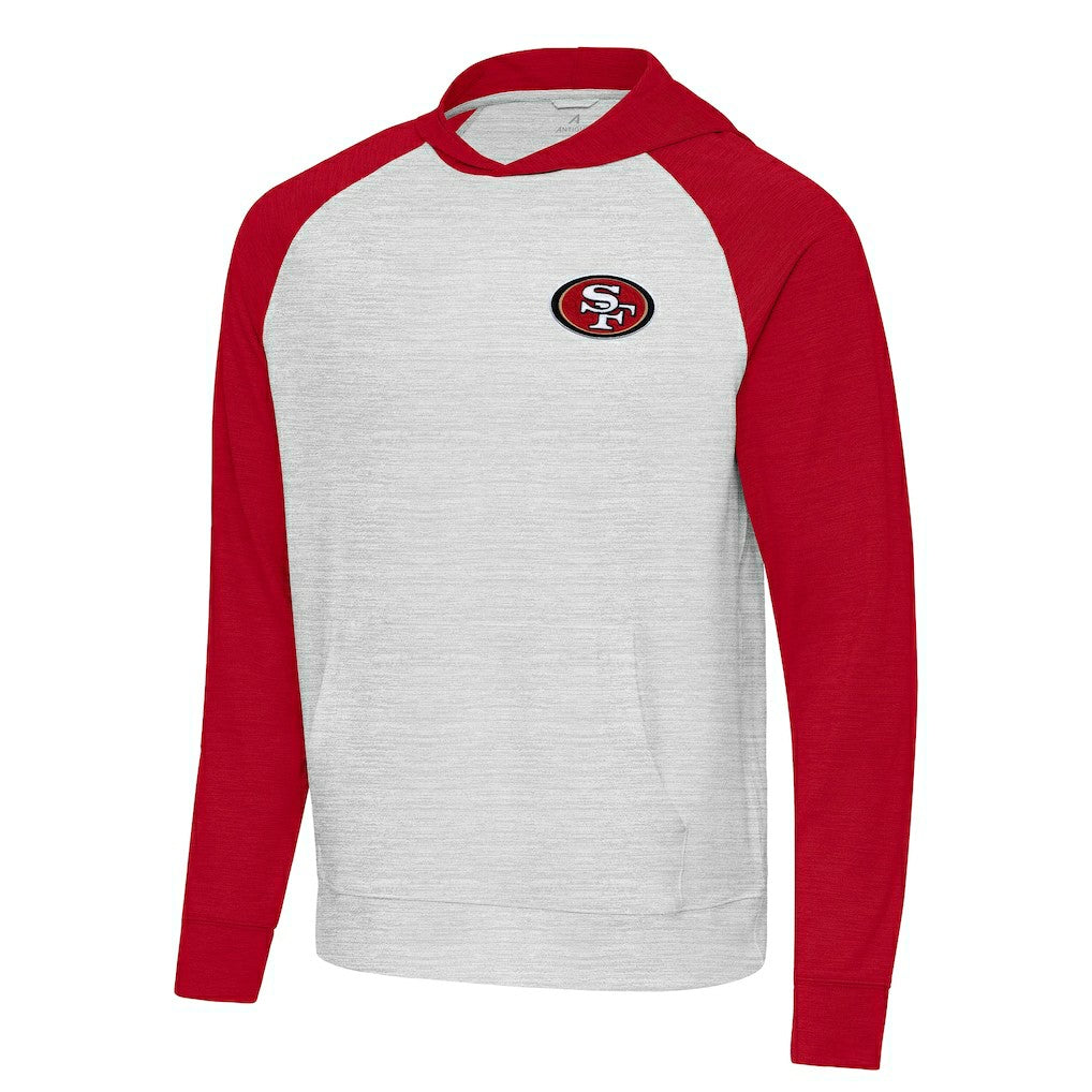 San Francisco 49ers Antigua Urgent Pullover Hoodie Scarlet/Gray | NFL