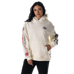 Kansas City Chiefs The Wild Collective Unisex Stacked Graphic Sleeve Fleece Hoodie Cream | NFL