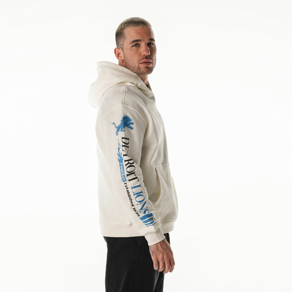 Detroit Lions The Wild Collective Unisex Stacked Graphic Sleeve Fleece Hoodie Cream | NFL