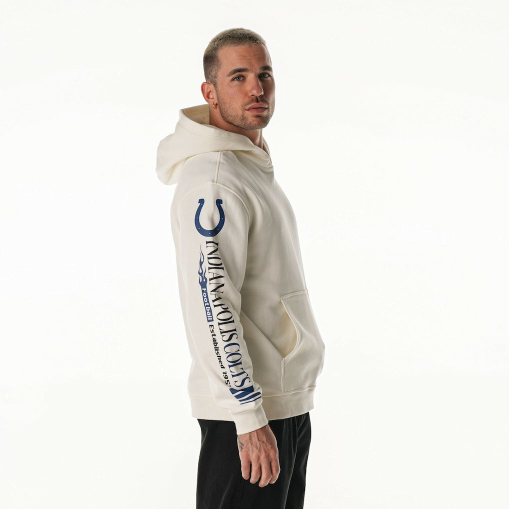 Indianapolis Colts The Wild Collective Unisex Stacked Graphic Sleeve Fleece Hoodie Cream | NFL