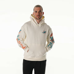 Miami Dolphins The Wild Collective Unisex Stacked Graphic Sleeve Fleece Hoodie Cream | NFL