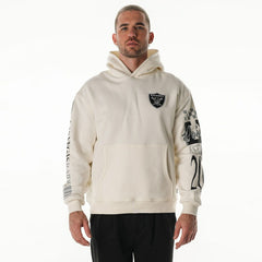 Las Vegas Raiders The Wild Collective Unisex Stacked Graphic Sleeve Fleece Hoodie Cream | NFL