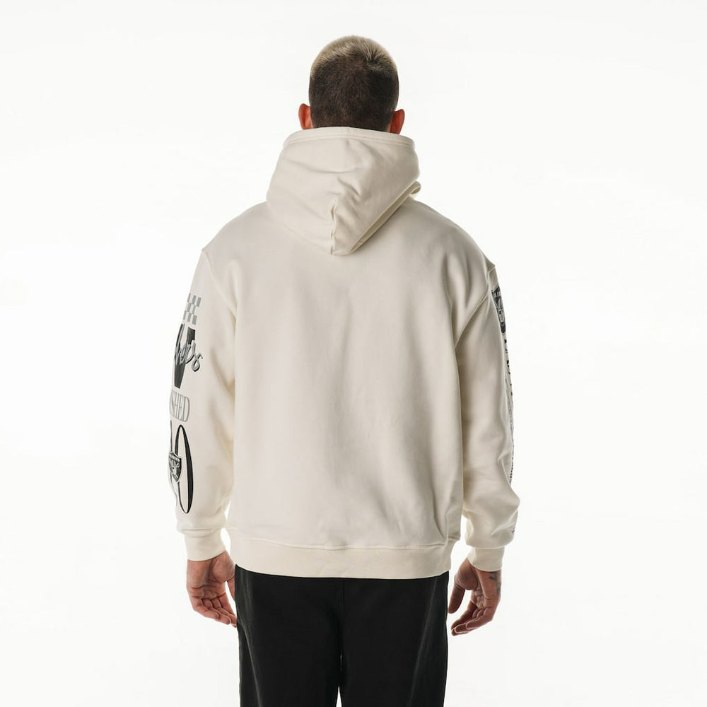 Las Vegas Raiders The Wild Collective Unisex Stacked Graphic Sleeve Fleece Hoodie Cream | NFL