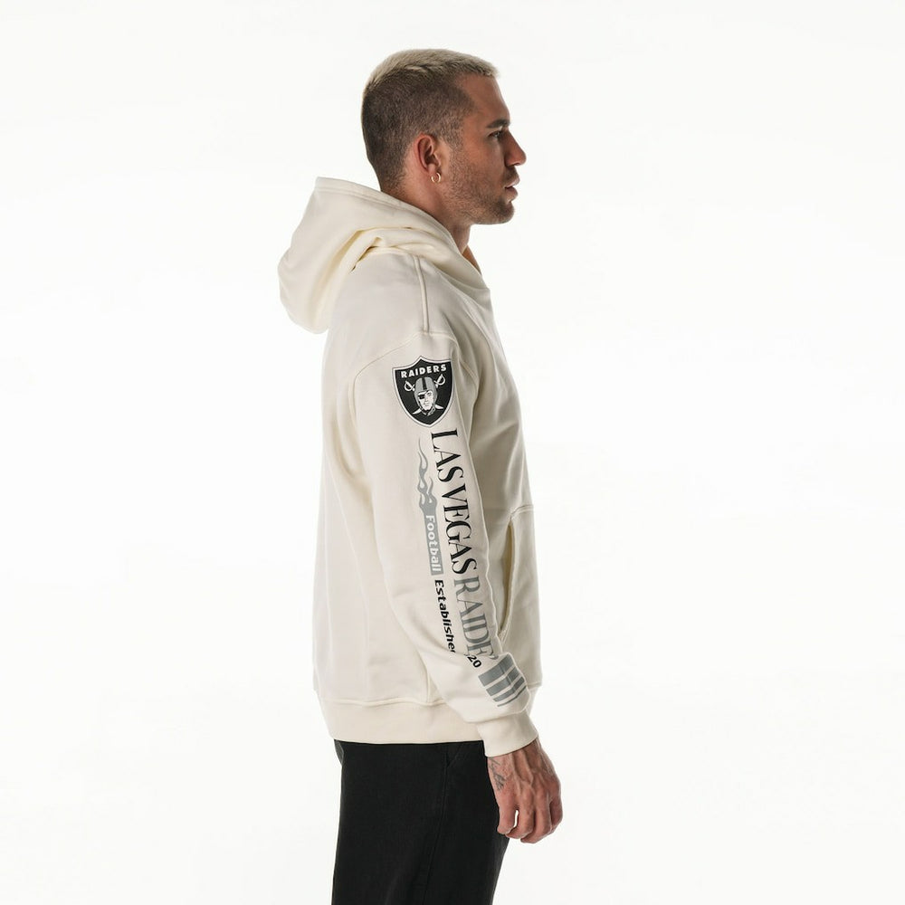 Las Vegas Raiders The Wild Collective Unisex Stacked Graphic Sleeve Fleece Hoodie Cream | NFL