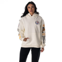 Pittsburgh Steelers The Wild Collective Unisex Stacked Graphic Sleeve Fleece Hoodie Cream | NFL