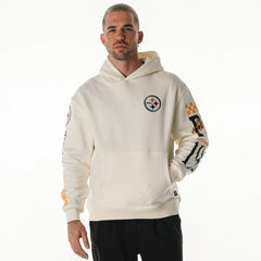 Pittsburgh Steelers The Wild Collective Unisex Stacked Graphic Sleeve Fleece Hoodie Cream | NFL