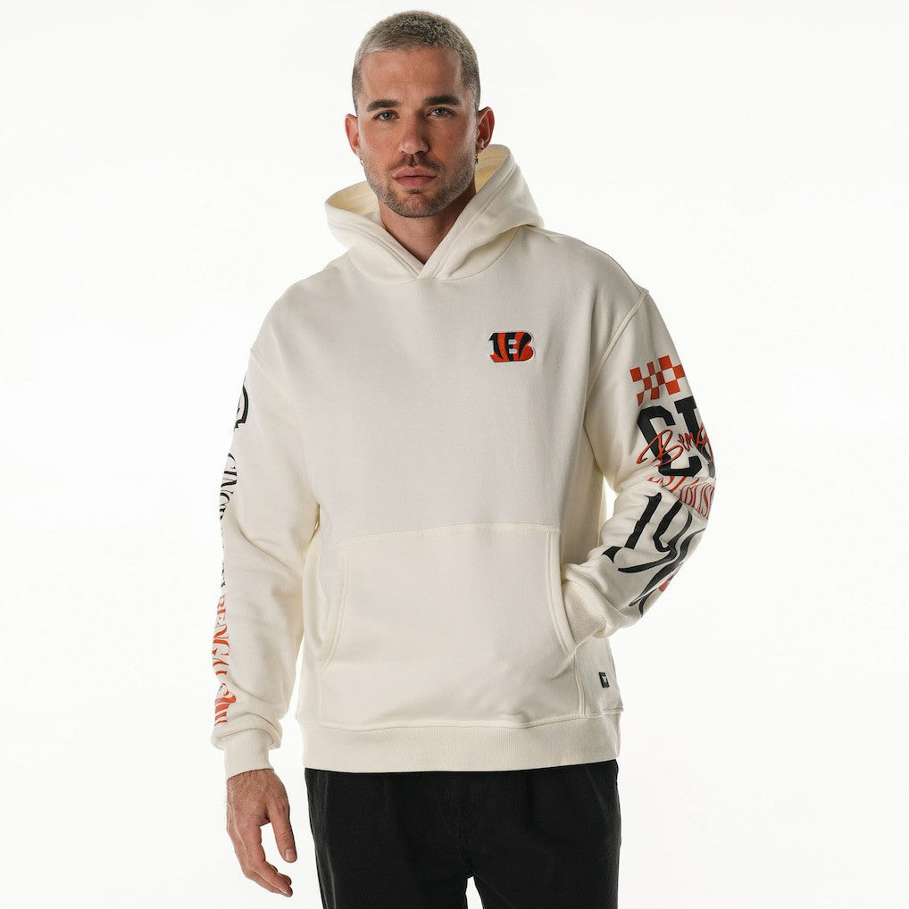 Cincinnati Bengals The Wild Collective Unisex Stacked Graphic Sleeve Fleece Hoodie Cream | NFL