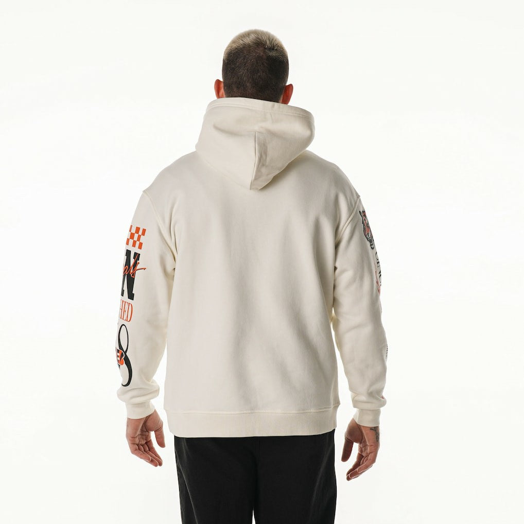 Cincinnati Bengals The Wild Collective Unisex Stacked Graphic Sleeve Fleece Hoodie Cream | NFL