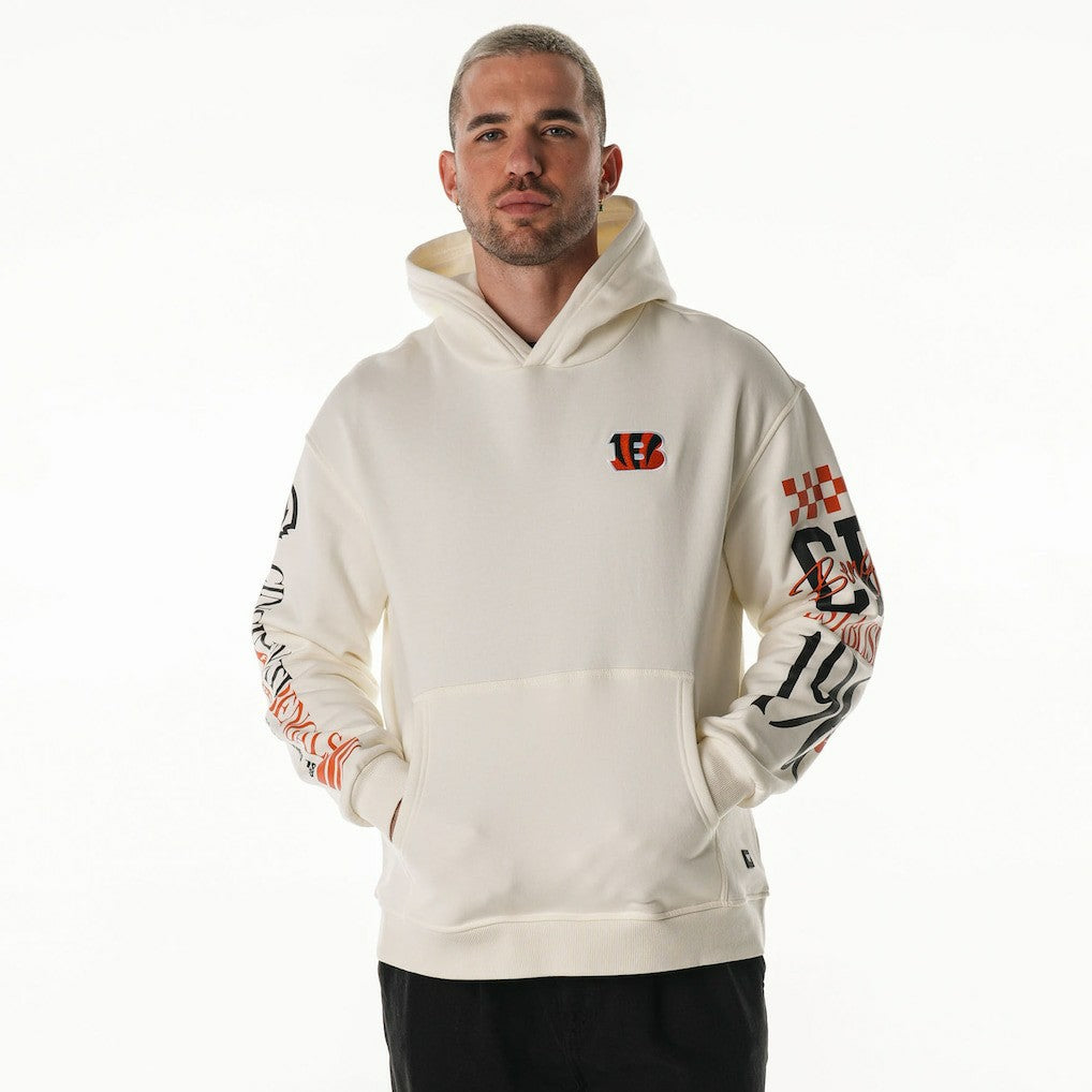 Cincinnati Bengals The Wild Collective Unisex Stacked Graphic Sleeve Fleece Hoodie Cream | NFL