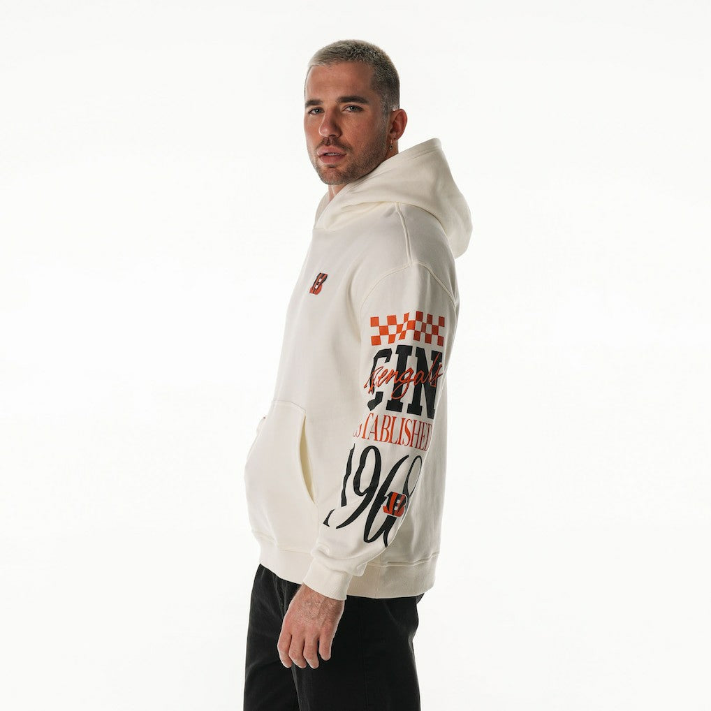 Cincinnati Bengals The Wild Collective Unisex Stacked Graphic Sleeve Fleece Hoodie Cream | NFL