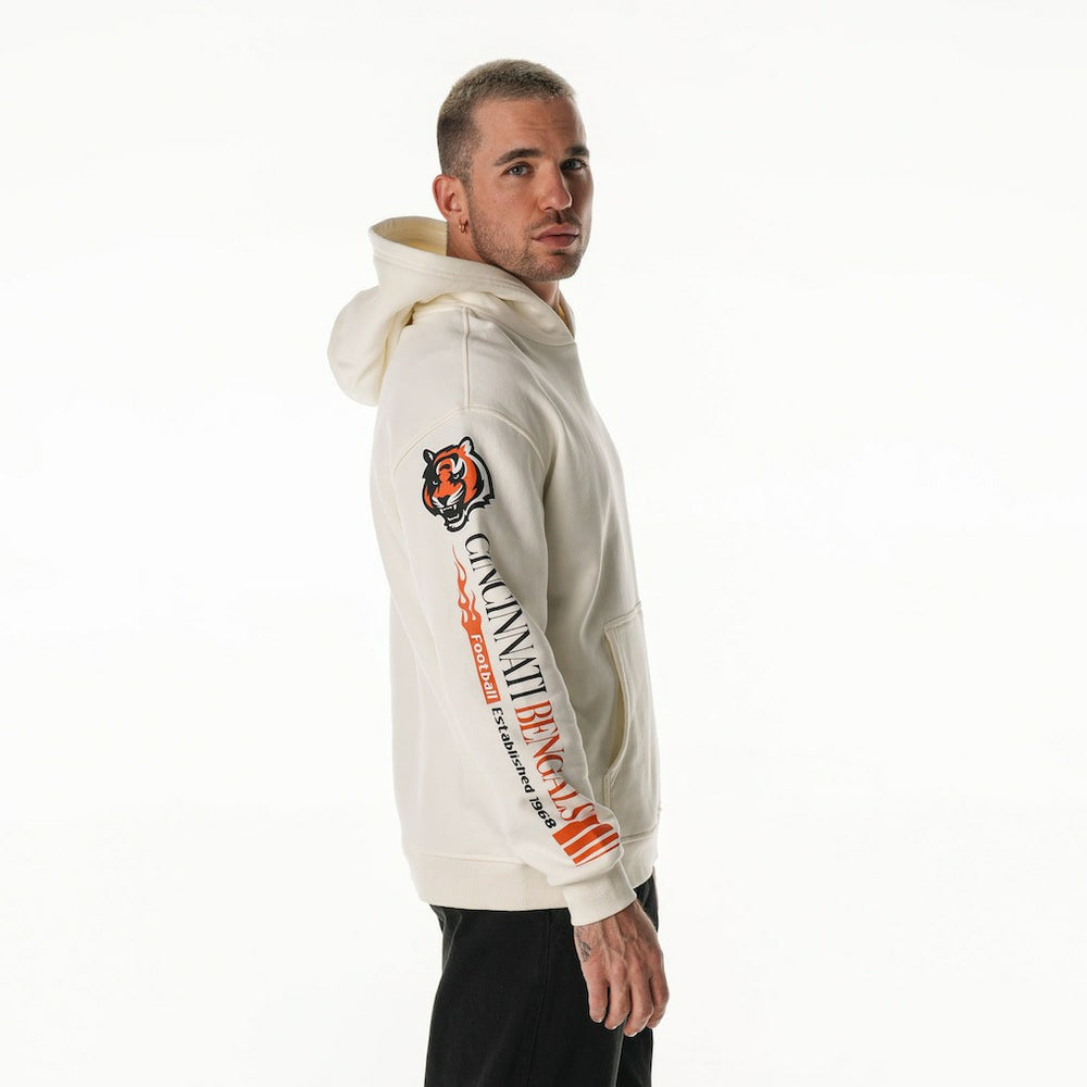 Cincinnati Bengals The Wild Collective Unisex Stacked Graphic Sleeve Fleece Hoodie Cream | NFL