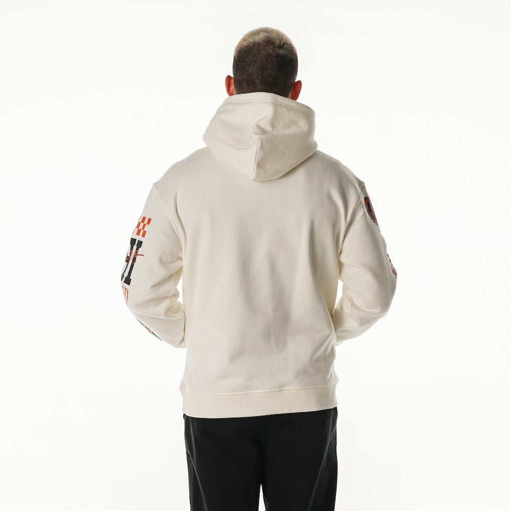 Chicago Bears The Wild Collective Unisex Stacked Graphic Sleeve Fleece Hoodie Cream | NFL