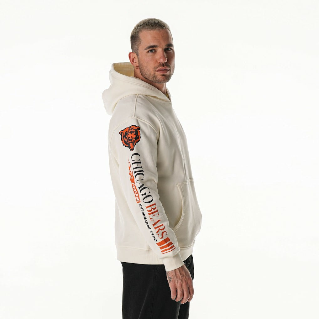 Chicago Bears The Wild Collective Unisex Stacked Graphic Sleeve Fleece Hoodie Cream | NFL