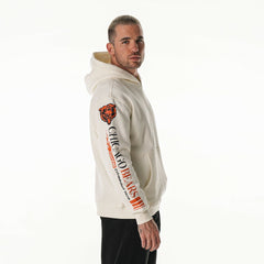 Chicago Bears The Wild Collective Unisex Stacked Graphic Sleeve Fleece Hoodie Cream | NFL