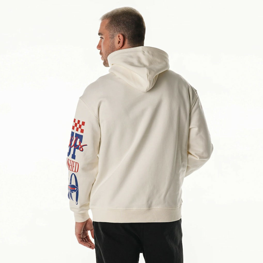 Buffalo Bills The Wild Collective Unisex Stacked Graphic Sleeve Fleece Hoodie Cream | NFL