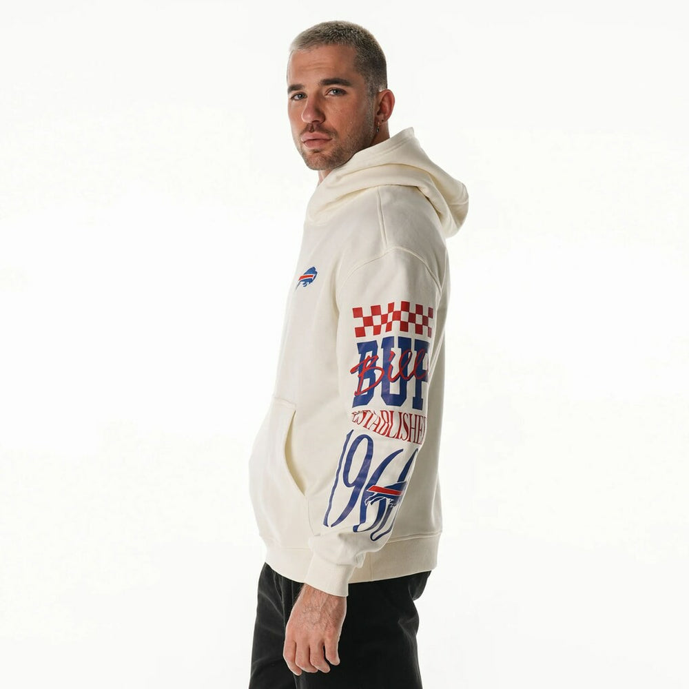 Buffalo Bills The Wild Collective Unisex Stacked Graphic Sleeve Fleece Hoodie Cream | NFL