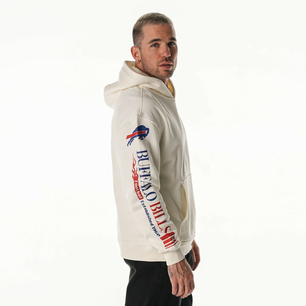 Buffalo Bills The Wild Collective Unisex Stacked Graphic Sleeve Fleece Hoodie Cream | NFL