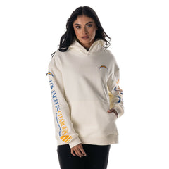 Los Angeles Chargers The Wild Collective Unisex Stacked Graphic Sleeve Fleece Hoodie Cream | NFL