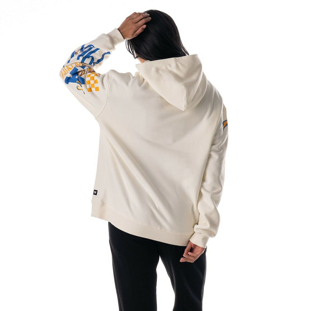 Los Angeles Chargers The Wild Collective Unisex Stacked Graphic Sleeve Fleece Hoodie Cream | NFL