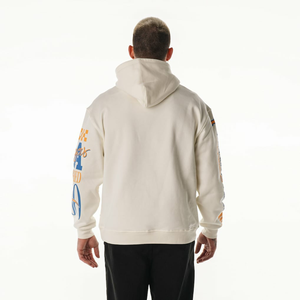 Los Angeles Chargers The Wild Collective Unisex Stacked Graphic Sleeve Fleece Hoodie Cream | NFL