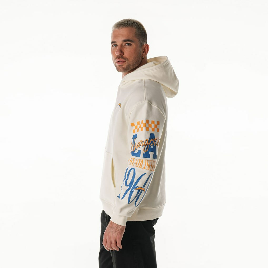 Los Angeles Chargers The Wild Collective Unisex Stacked Graphic Sleeve Fleece Hoodie Cream | NFL